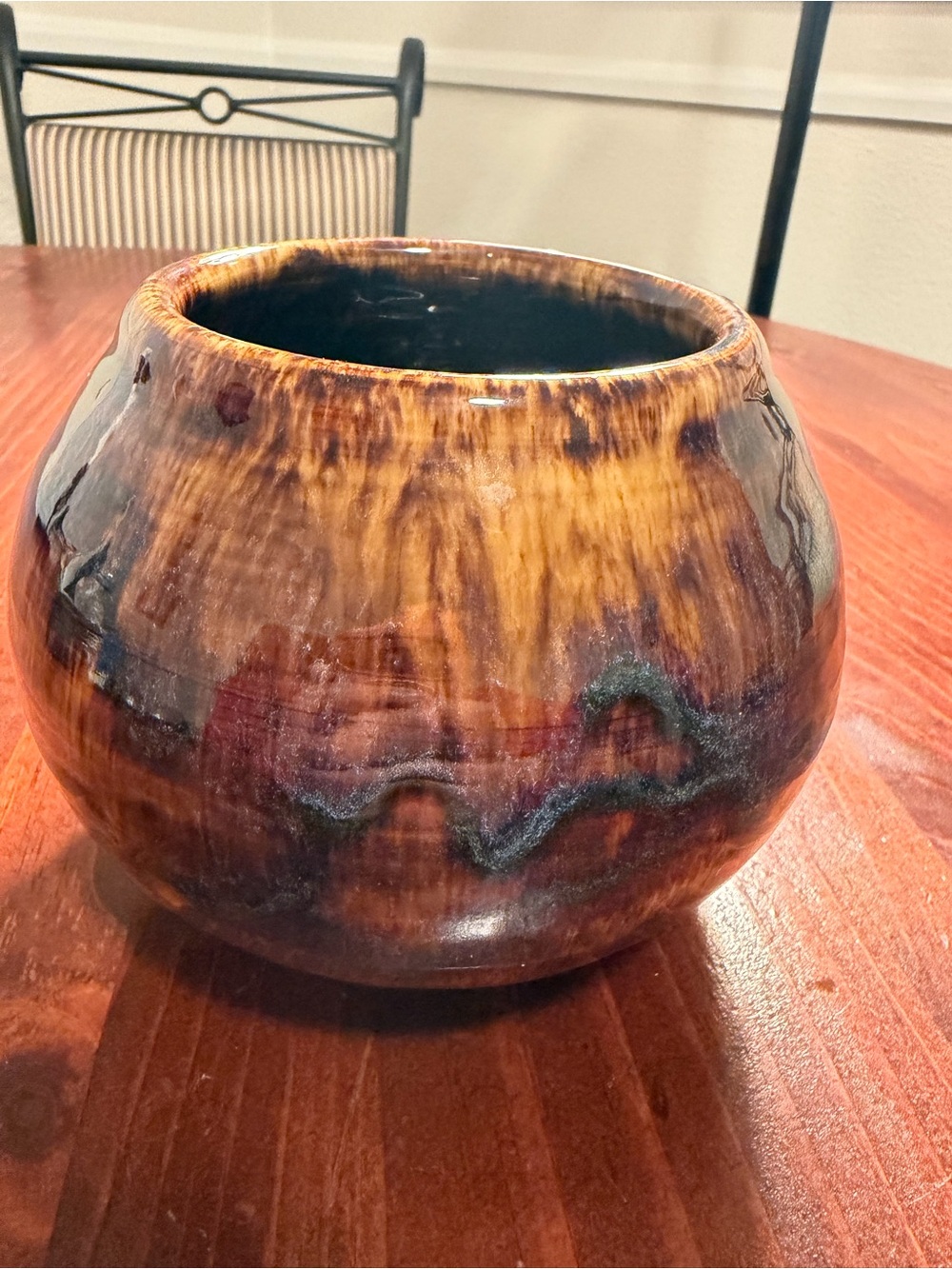 Vintage Studio Pottery Bowl/Vase Brown Glaze Signed MB #22 6”